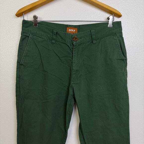 Golf Wang Chino Pants Mens 32 Green Flat Front Cotton Casual Preppy 33x28 - Picture 3 of 10